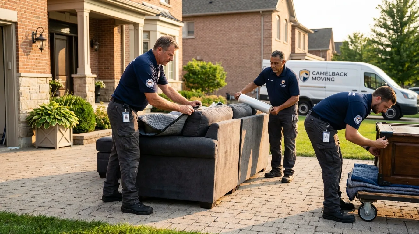 Large estate moving crew wrapping furniture in Jackson, MN